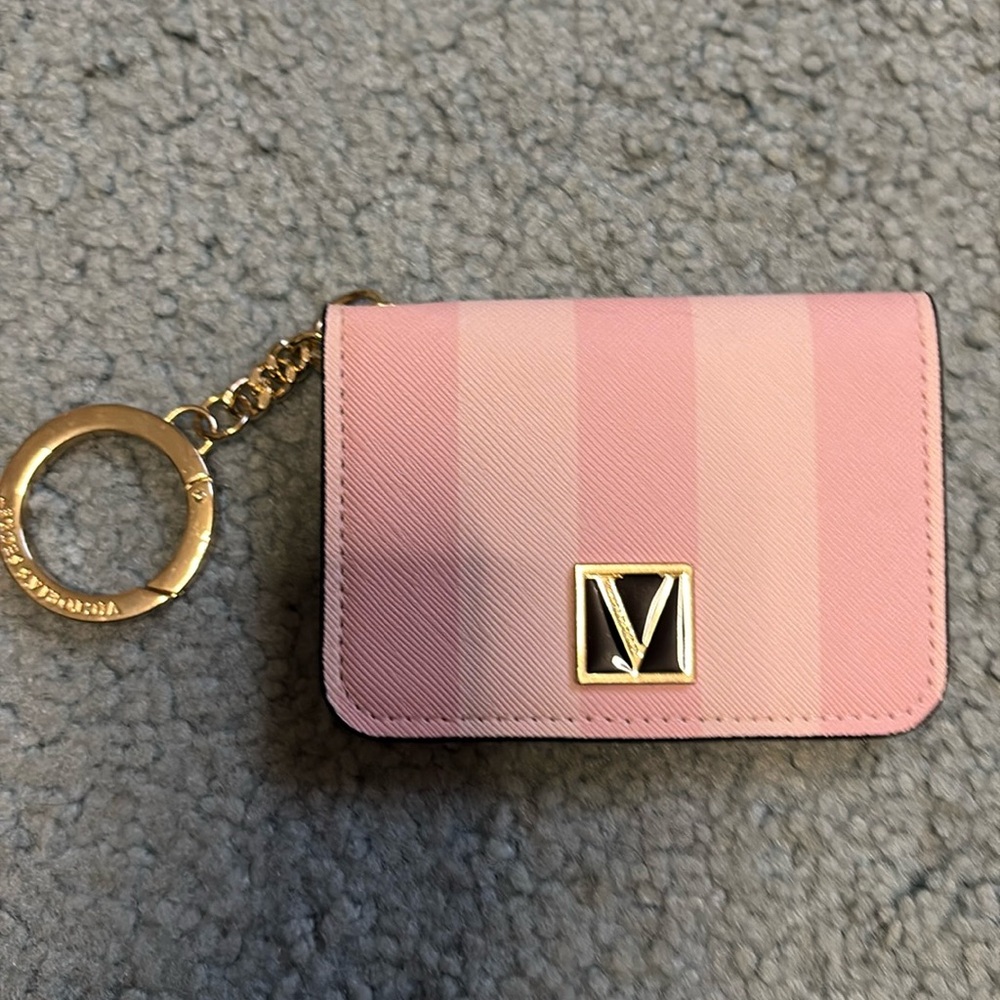 Victoria’s Secret ID card case with keychain pink